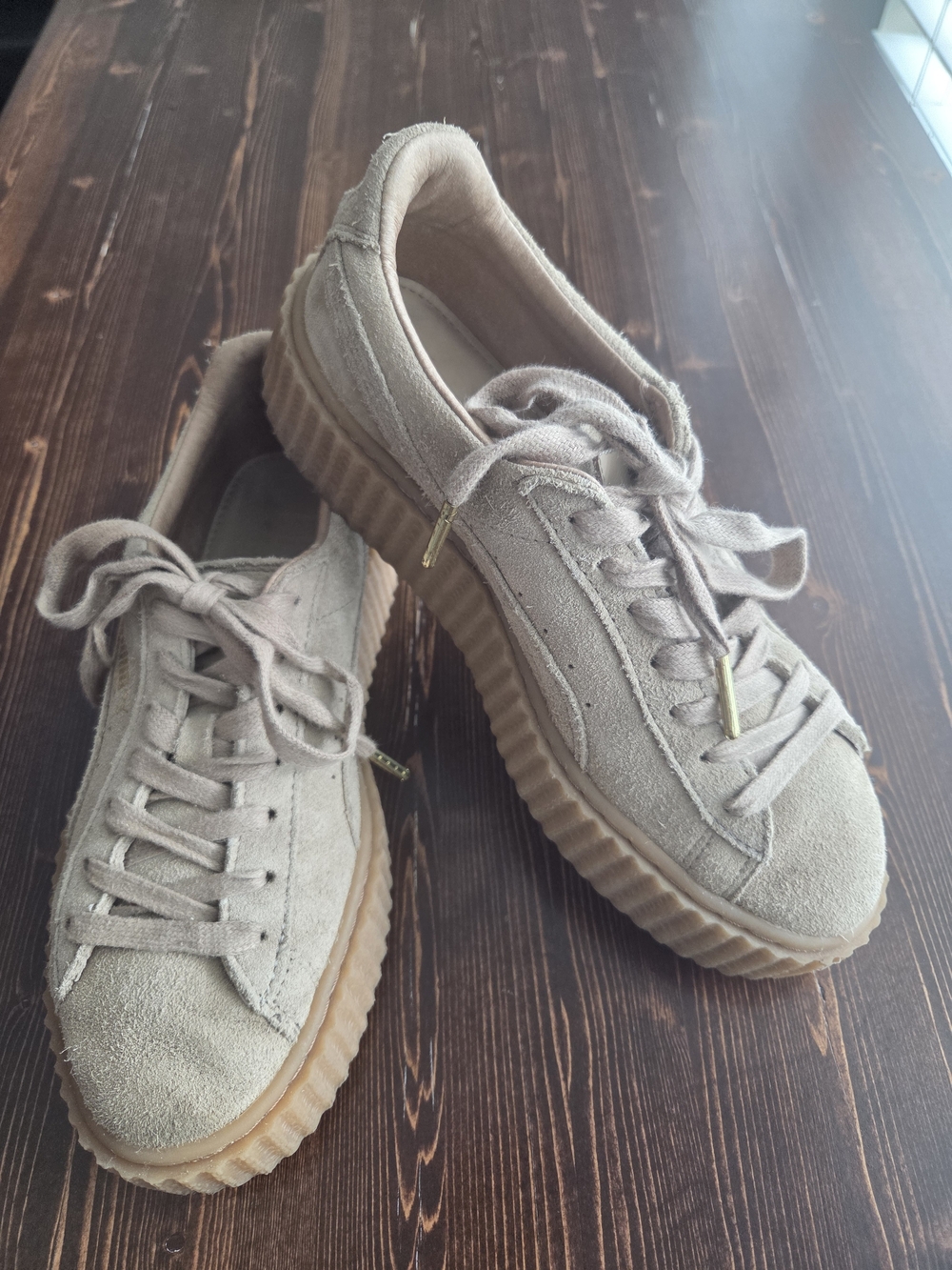 Puma x Fenty Rihanna Suede Creeper Oatmeal Gum Sole - Size 6.5
